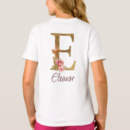 Individuelle Name Letter E Goldene Forelle Rose Ro T-Shirt