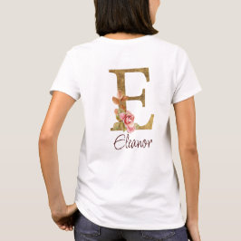Individuelle Name Letter E Goldene Forelle Rose Ro T-Shirt