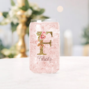 Individuelle Name Letter F Gold Foil Rose Rose Ros Dosenglas