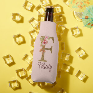 Individuelle Name Letter F Gold Foil Rose Rose Ros Flaschenkühler