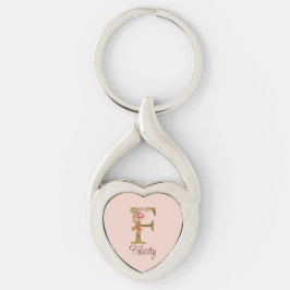 Individuelle Name Letter F Gold Foil Rose Rose Ros Schlüsselanhänger
