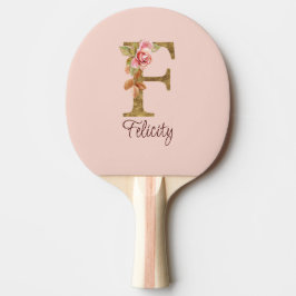 Individuelle Name Letter F Gold Foil Rose Rose Ros Tischtennis Schläger