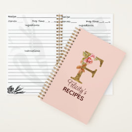 Individuelle Name Letter F Gold Rosa Rosen Rezept Notizbuch