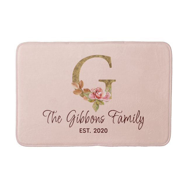 Individuelle Name Letter G Gold Foil Rose Rose Ros Badematte (Vorderseite)