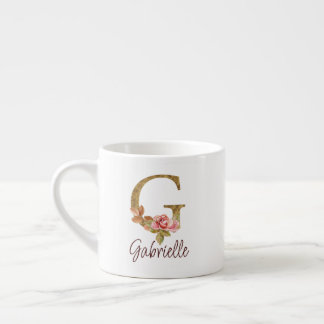 Individuelle Name Letter G Gold Foil Rose Rose Ros Espressotasse