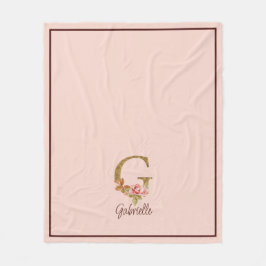 Individuelle Name Letter G Gold Foil Rose Rose Ros Fleecedecke