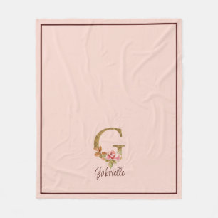 Individuelle Name Letter G Gold Foil Rose Rose Ros Fleecedecke