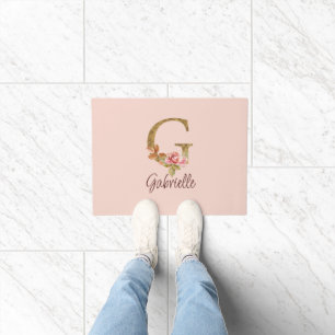 Individuelle Name Letter G Gold Foil Rose Rose Ros Fußmatte