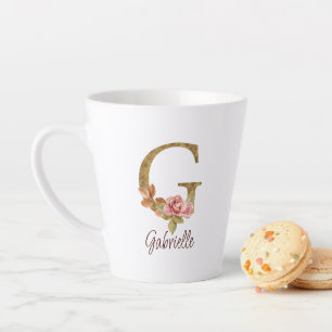 Individuelle Name Letter G Gold Foil Rose Rose Ros Milchtasse