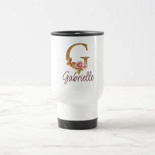 Individuelle Name Letter G Gold Foil Rose Rose Ros Reisebecher