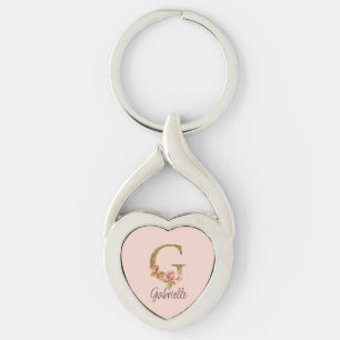 Individuelle Name Letter G Gold Foil Rose Rose Ros Schlüsselanhänger