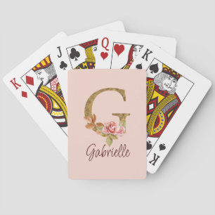 Individuelle Name Letter G Gold Foil Rose Rose Ros Spielkarten