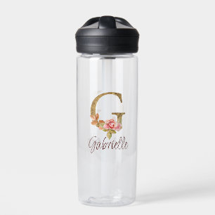 Individuelle Name Letter G Gold Foil Rose Rose Ros Trinkflasche