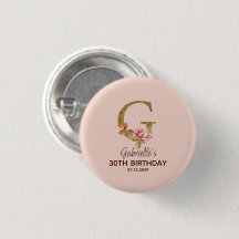 Individuelle Name Letter G Gold Rosa Rose Button