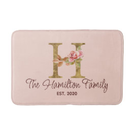 Individuelle Name Letter H Gold Foil Rose Rose Ros Badematte