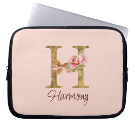 Individuelle Name Letter H Gold Foil Rose Rose Ros Laptopschutzhülle