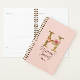 Individuelle Name Letter H Gold Foil Rose Rose Ros Planer