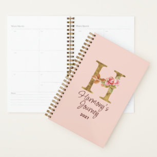 Individuelle Name Letter H Gold Foil Rose Rose Ros Planer