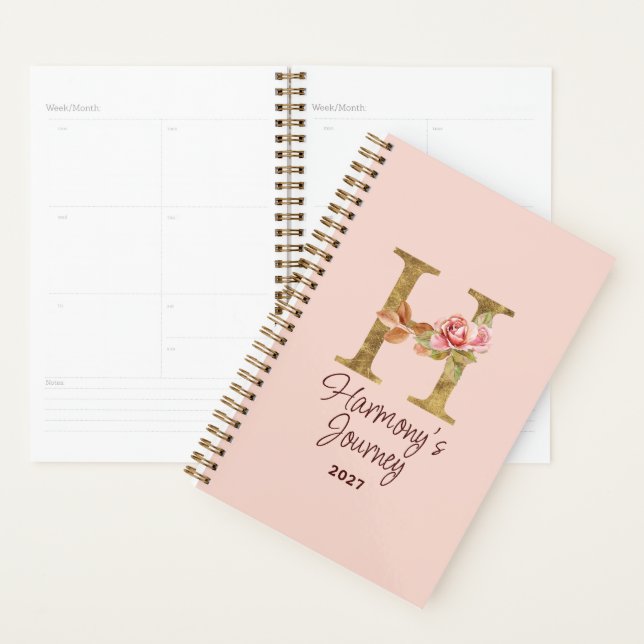 Individuelle Name Letter H Gold Foil Rose Rose Ros Planer (Anzeige)