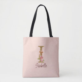 Individuelle Name Letter I Gold Foil Roses Rosa Ro Tasche