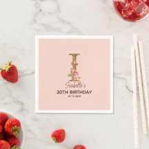 Individuelle Name Letter I Gold Rosa Roses