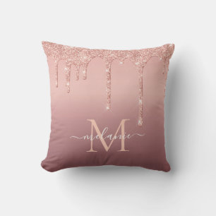 Individuelle Name Letter Rose Gold Glitzer Kissen