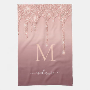 Individuelle Name Letter Rose Gold Glitzer Küchent Geschirrtuch