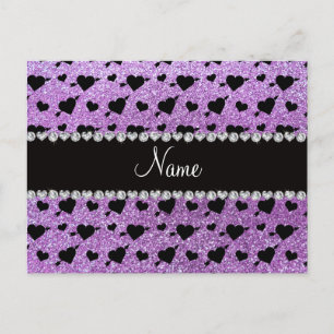 Individuelle Name Licht lila Glitzer Herzen Pfeile Postkarte