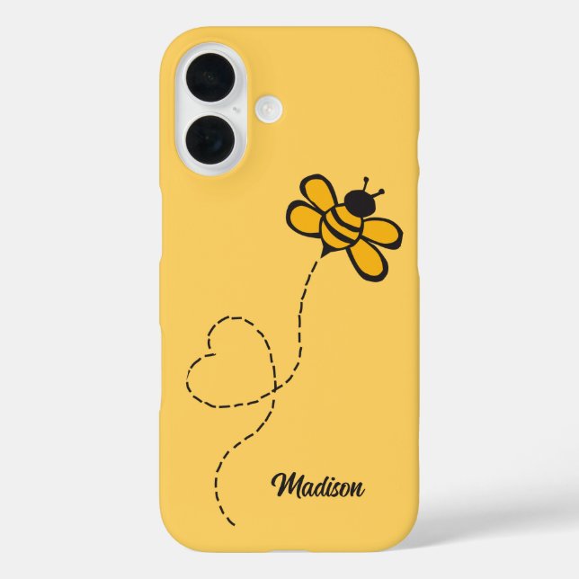 Individuelle Name Liebe Bee iPhone 16 Hülle (Rückseite)