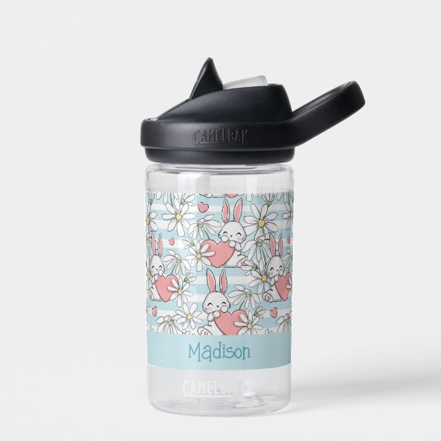 Individuelle Name Liebe Bunnies Muster Trinkflasche (Links)