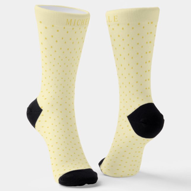 Individuelle Name Light Pale Pastellgelb Polka Dot Socken (Gewinkelt)