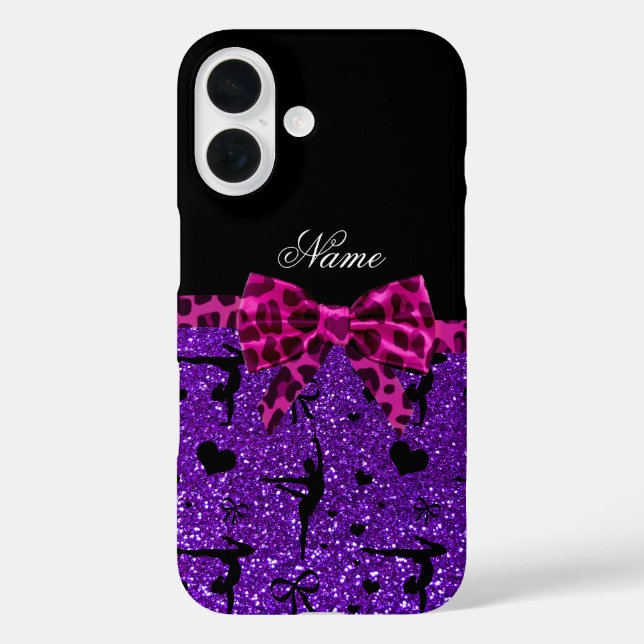 Individuelle Name lila Glitzer Gymnastik rosa Bug iPhone 16 Hülle (Rückseite)