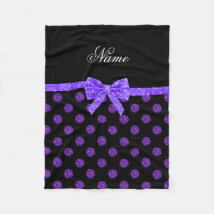 Individuelle Name lila Glitzer Polka Punkte Bug Fleecedecke