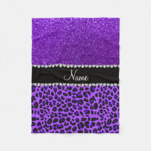 Individuelle Name lila Leopard Indigo lila Glitzer Fleecedecke