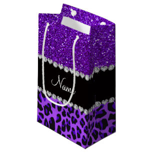 Individuelle Name lila Leopardenindigo lila Glitze Kleine Geschenktüte