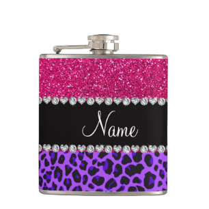 Individuelle Name lila Leopardennebel Hot-Rosa Gli Flachmann