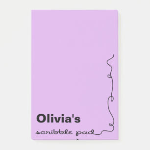 Individuelle Name Lila Scribble Pad Post-it Klebezettel
