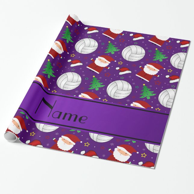 Individuelle Name lila Volleyballtreppe Geschenkpapier (Ungerollt)