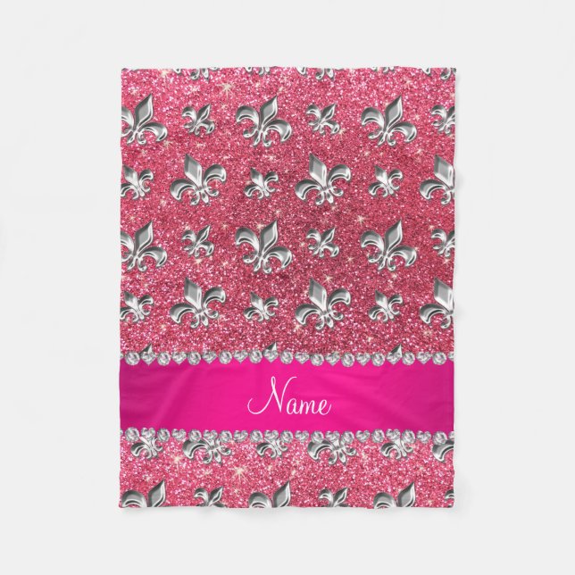 Individuelle Name Lilie fuchsia rosa Glitzer Fleecedecke (Vorderseite)