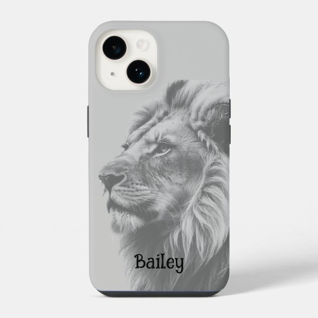 Individuelle Name Lion Animal iPhone 14 Hülle (Rückseite)
