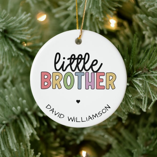 Individuelle Name Little Brother Niedlich Personal Keramik Ornament (Baum)