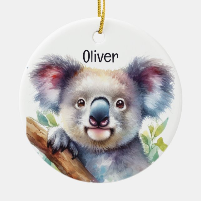 Individuelle Name Little Koala Bear Australisches  Keramik Ornament (Vorne)