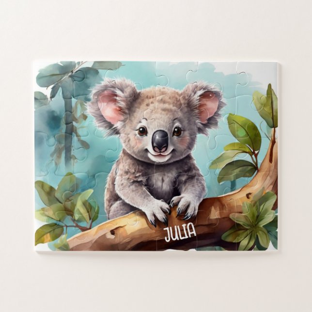 Individuelle Name Little Koala Bear Wasserfarbe (Horizontal)