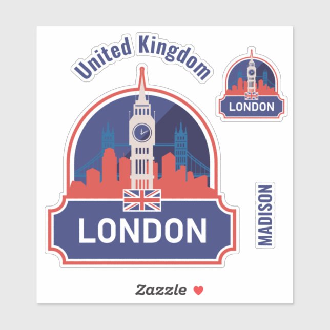 Individuelle Name London Aufkleber (Blatt)