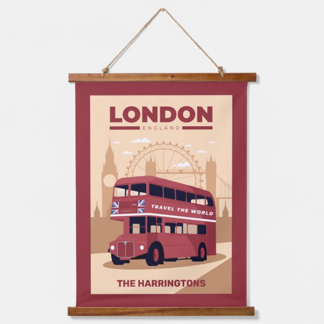 Individuelle Name LONDON Wandteppich Mit Holzrahmen (Vorderseite)