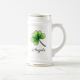 Individuelle Name Lucky Clover St. Patrick's Day Bierglas