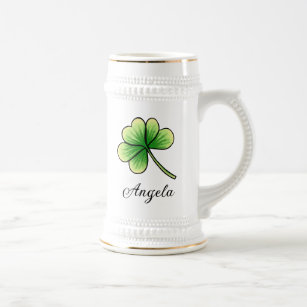 Individuelle Name Lucky Clover St. Patrick's Day Bierglas