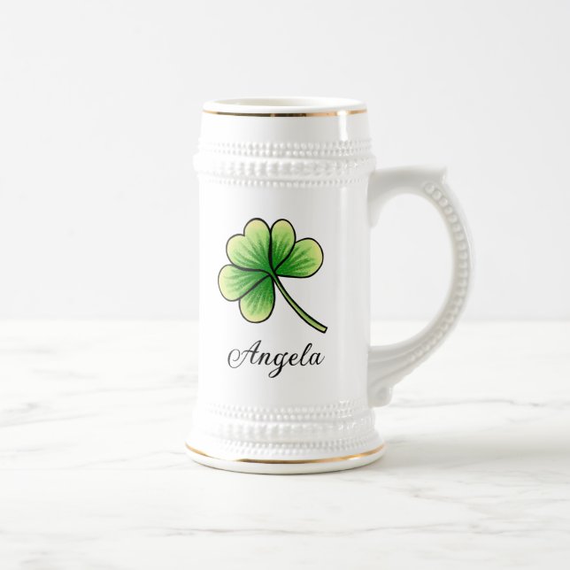 Individuelle Name Lucky Clover St. Patrick's Day Bierglas (Rechts)
