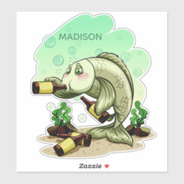 Individuelle Name lustig Drink Fisch Aufkleber