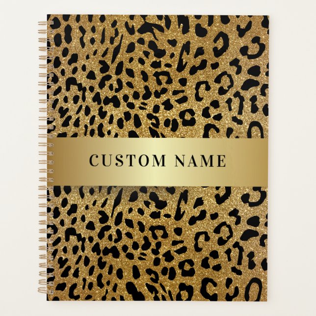 Individuelle Name Luxus Leopard Animal Print Planer (Vorderseite)